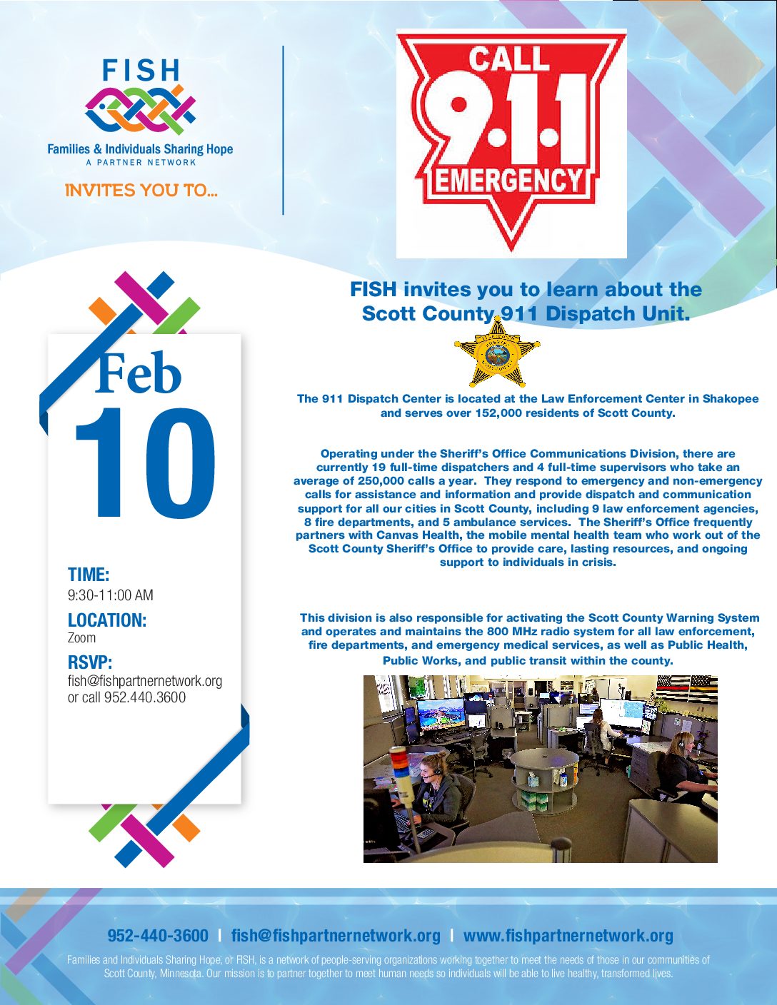 FISH February Meeting:  Scott County 911 Services